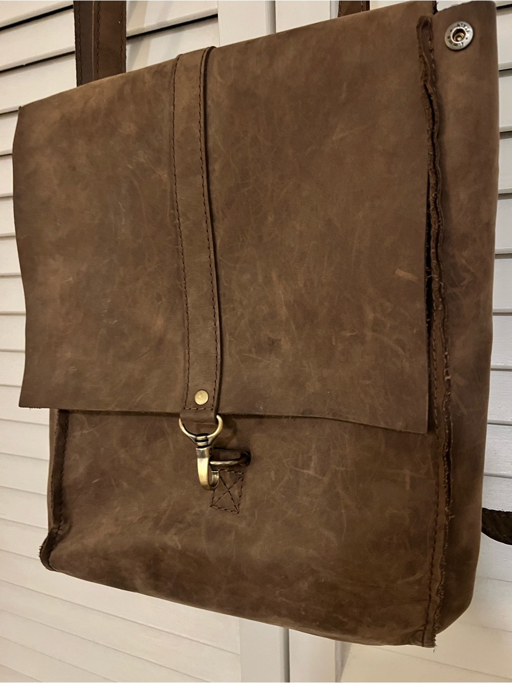 Nubuck brown leather backpack